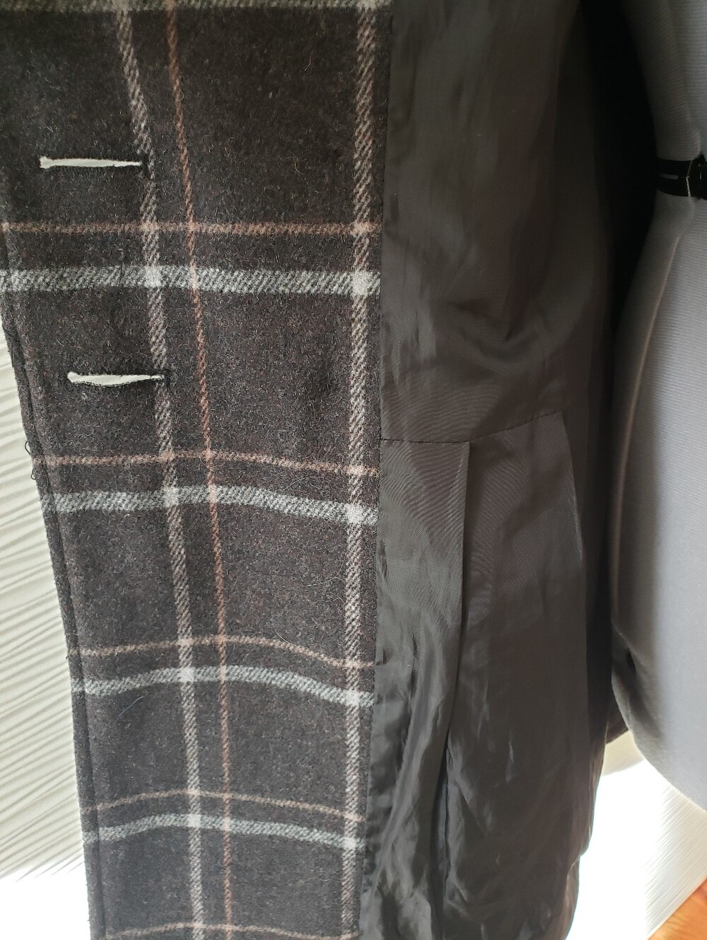 Hydraulic Womens Dark Gray Plaid Double-Breasted Wool Coat. Sz.L - Picture 5 of 7